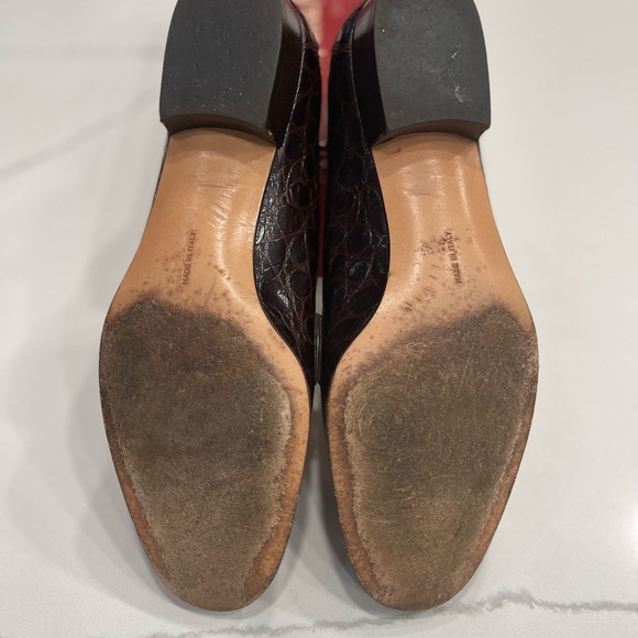 Ferragamo Newport 2 cm Martine Calf Croc PRT Size 7B - Picture 8 of 13